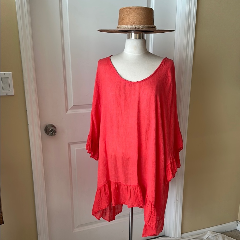 Italian linen coral cover up top (orig.$120)